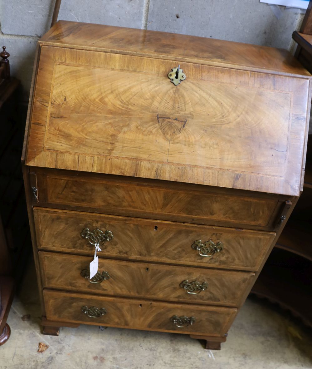 An early 20th century George I style walnut bureau, width 66cm, depth 40cm, height 100cm